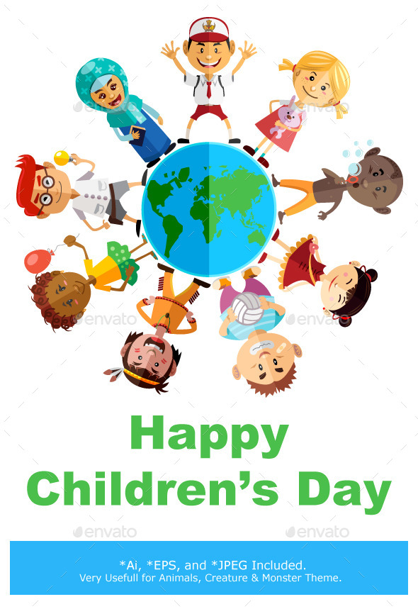 Happy Children Day Illustration - People Characters