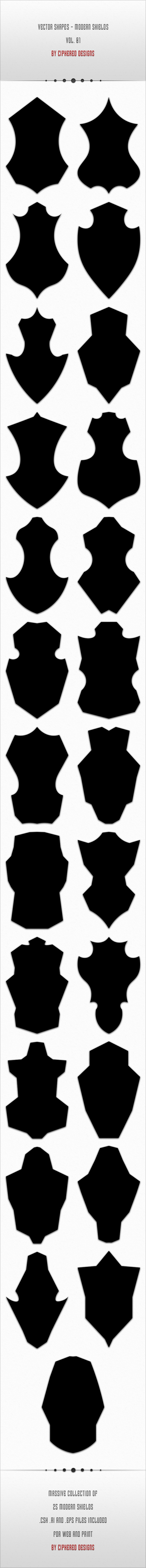 Vector Shapes - Modern Shields Vol. 01 - Symbols Shapes