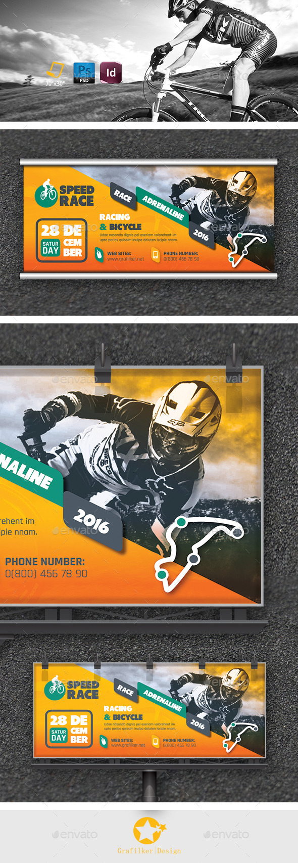 Bicycle Racing Billboard Templates - Signage Print Templates