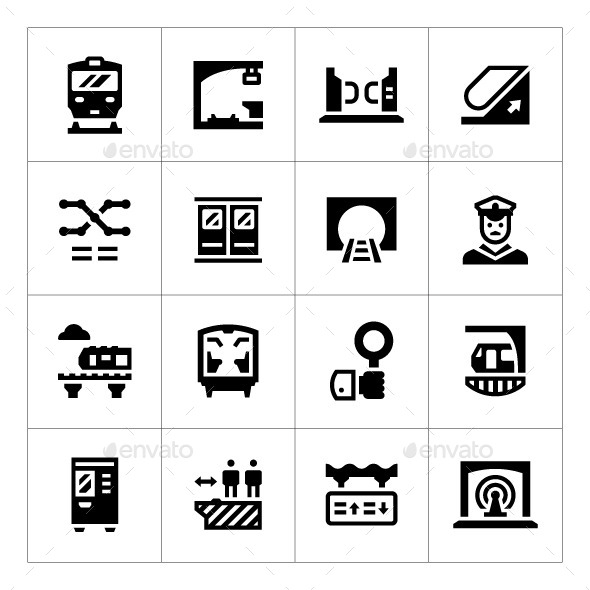 Set Icons of Subway - Man-made objects Objects