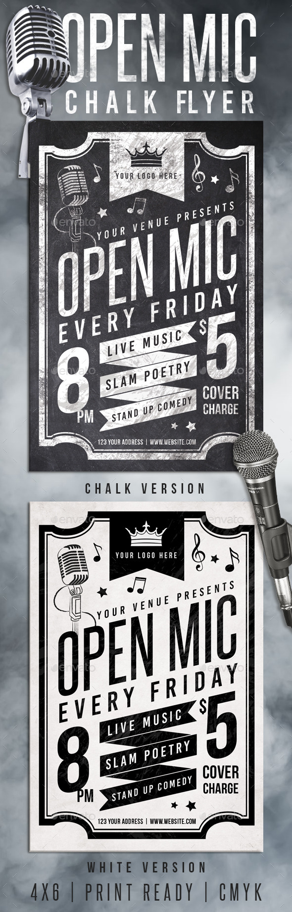 Chalk Open Mic Night Flyer - Events Flyers
