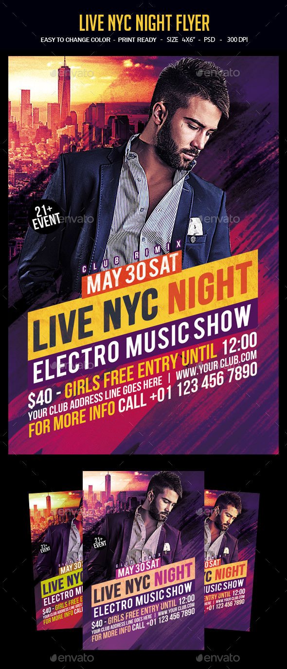 Live Nyc Night Flyer - Clubs & Parties Events