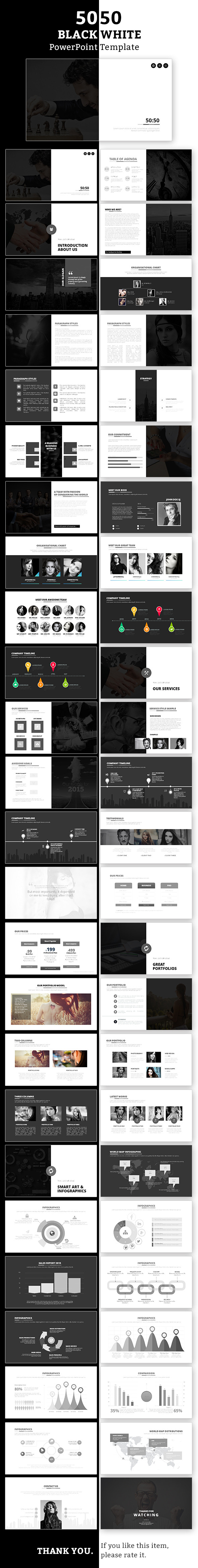 50:50 PowerPoint Template - Business PowerPoint Templates