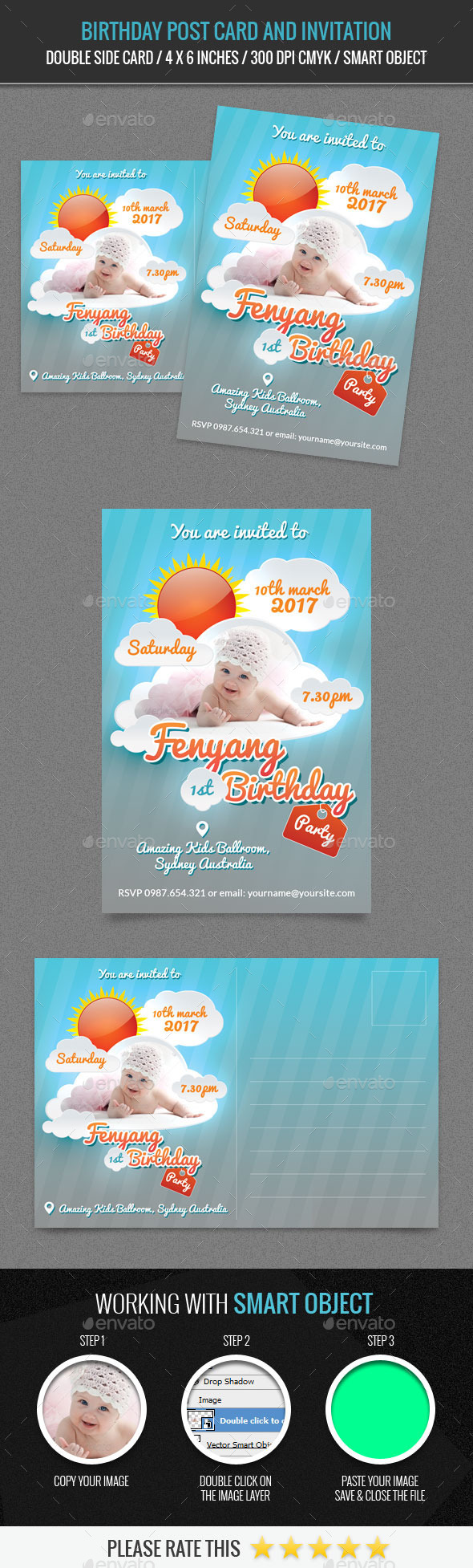 Birthday Post Card Template - Birthday Greeting Cards