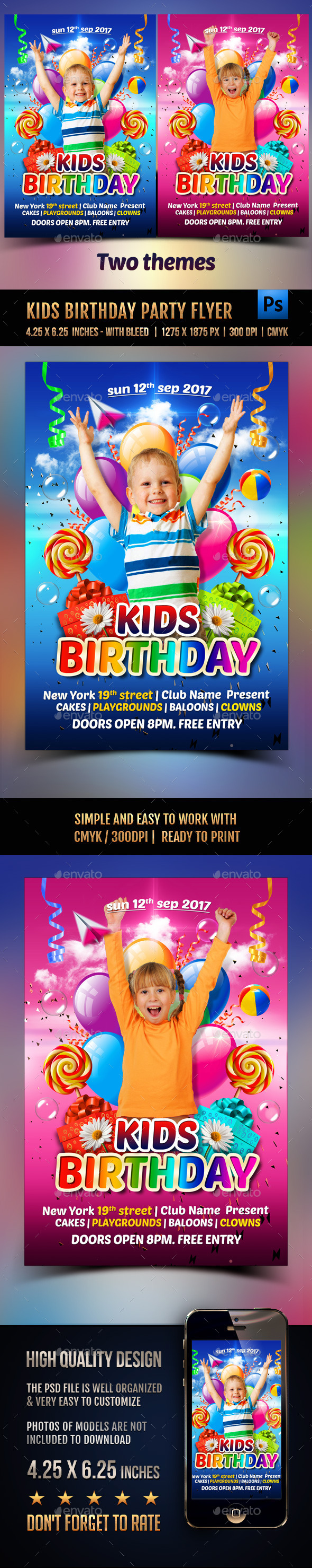 Kids Birthday Party Flyer - Clubs & Parties Events