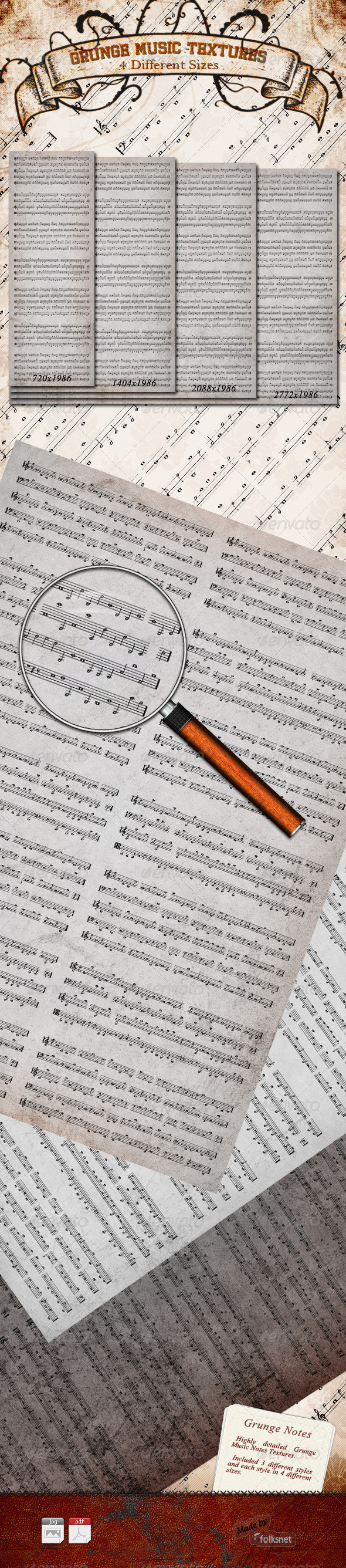 Grunge Music Notes Textures - Industrial / Grunge Textures