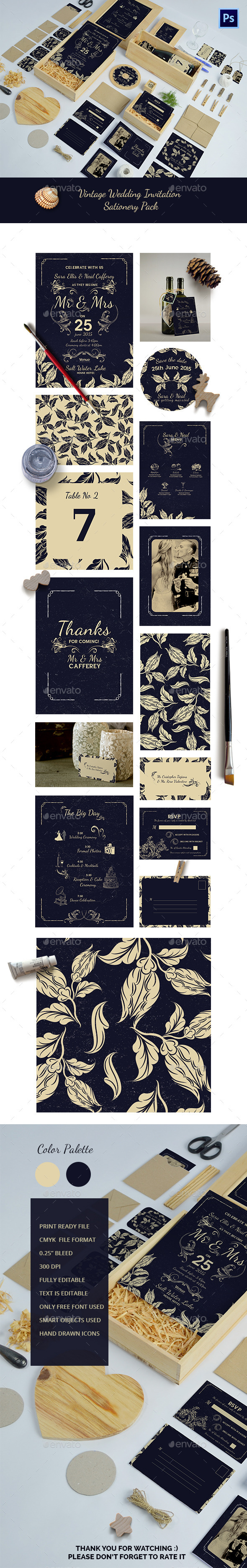 Wedding Invitation Package - Cards & Invites Print Templates