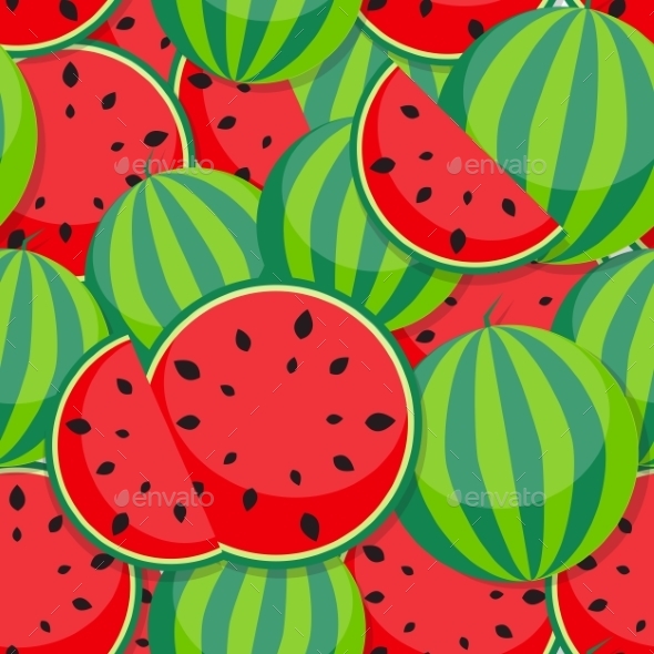 Seamless Pattern Background From Watermelon - Patterns Decorative