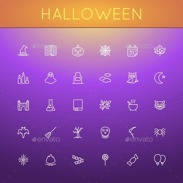 Vector Halloween Line Icons - Seasonal Icons