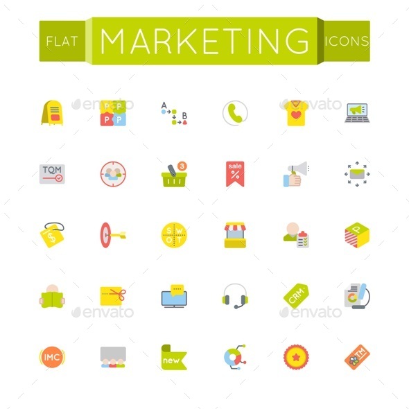 Vector Flat Marketing Icons Vector Flat Marketing Icons