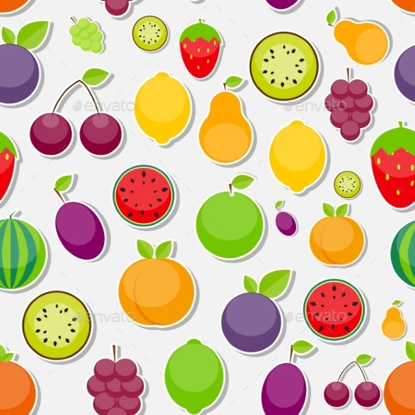 Seamless Pattern Background From Apple, Orange - Objects Vectors