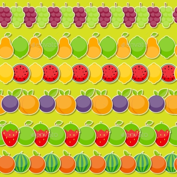 Seamless Pattern Background From Apple, Orange - Objects Vectors
