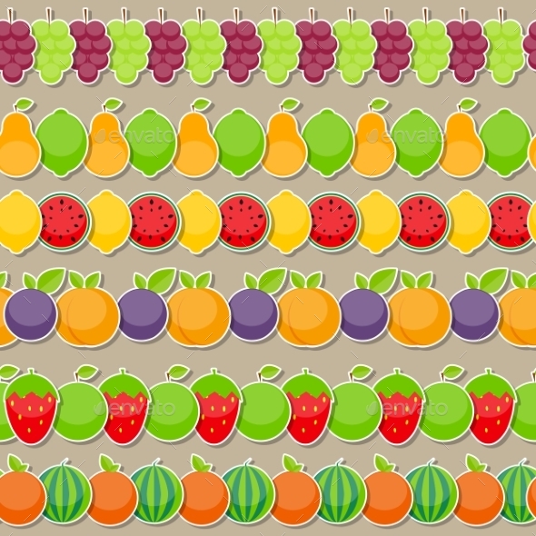 Seamless Pattern Background From Apple, Orange - Objects Vectors