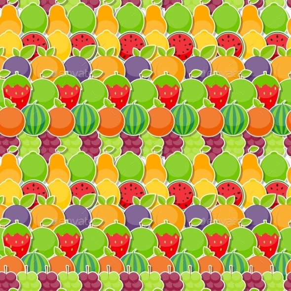 Seamless Pattern Background From Apple, Orange - Objects Vectors