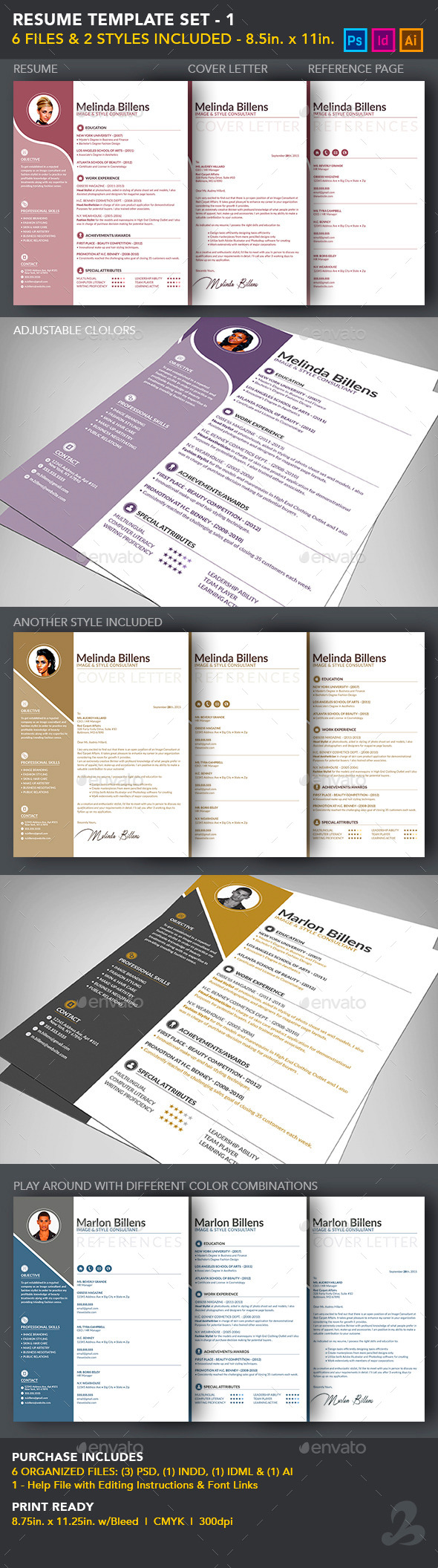Stylish Resume Template Set - Resumes Stationery