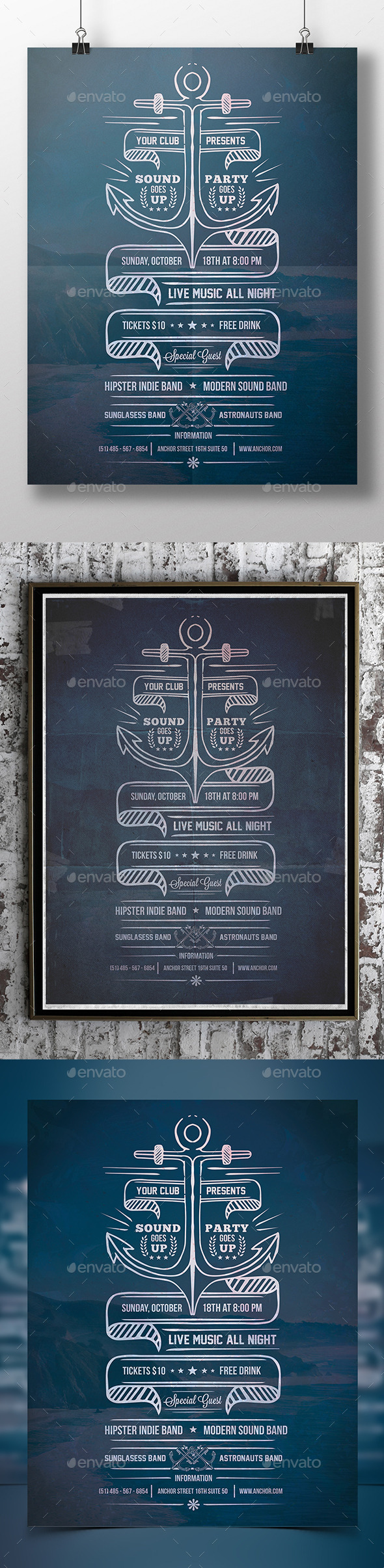 Marine Anchor Poster Flyer - Clubs & Parties Events