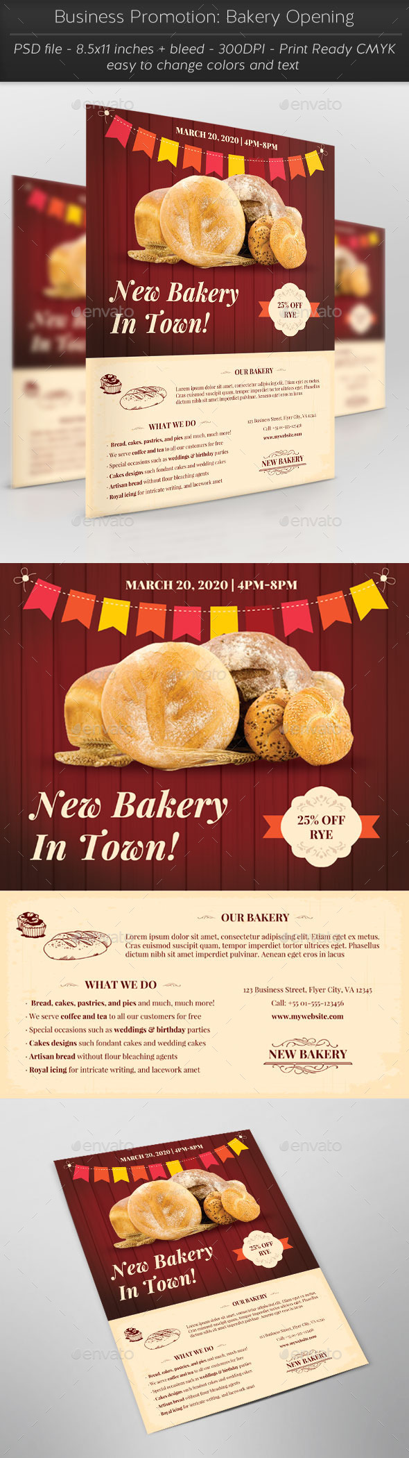 Business Promotion: Bakery Opening - Flyers Print Templates