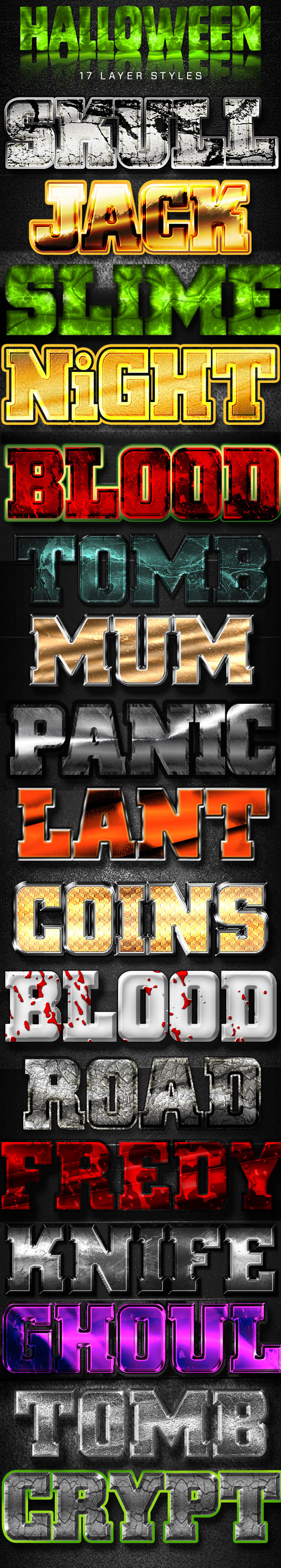 17 Halloween Styles - Text Effects Styles