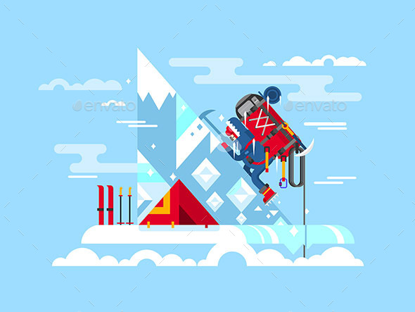 Climber Conquers The Summit - People Characters