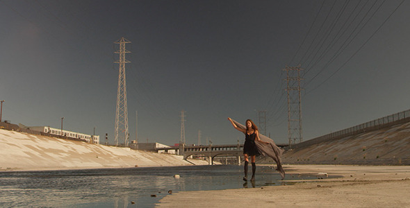 Girl With The Waving Fabric In The LA River 06