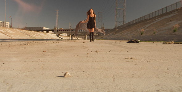 Girl With The Waving Fabric In The LA River 12