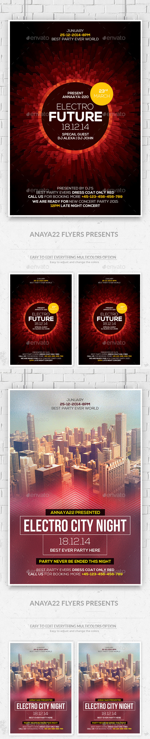 Futuristic Flyer Psd Bundle - Clubs & Parties Events