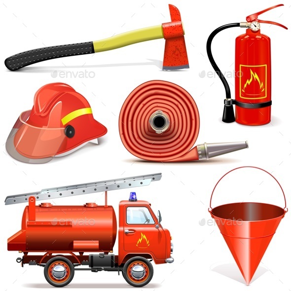 Vector Fire Prevention Icons - Industries Business