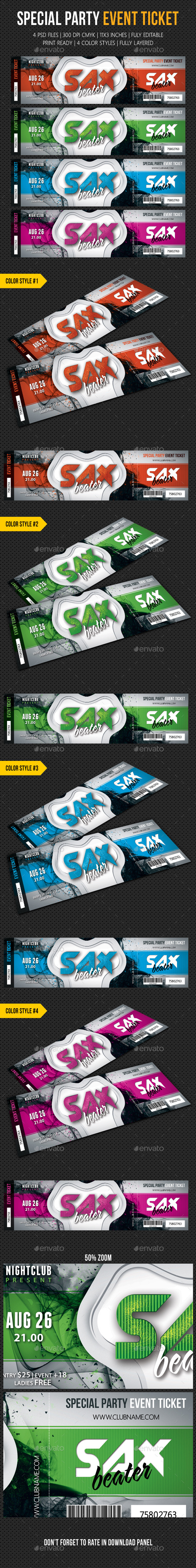 Special Party Event Ticket V09 - Invitations Cards & Invites