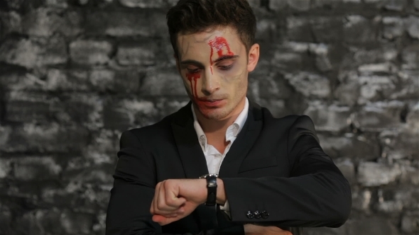 Vampire Looks At The Clock And Angry alt