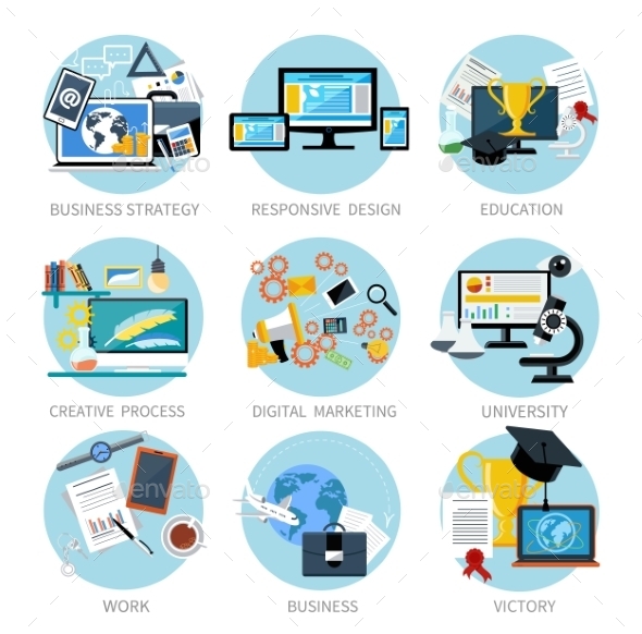 Icons Set Banners For Business - Concepts Business