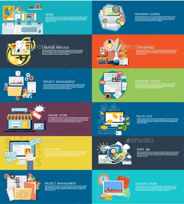 Icons Set Banners For Business - Concepts Business