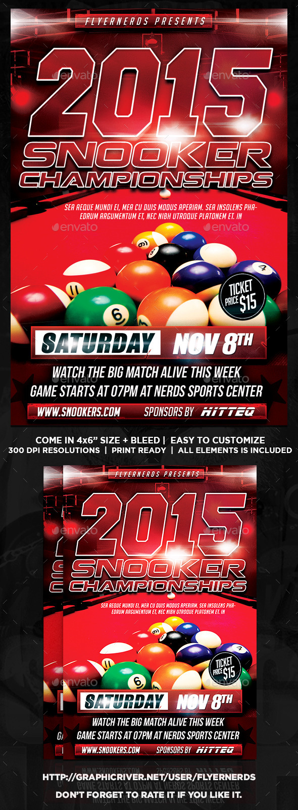 2015 Snooker Championshops Sports Flyer - Sports Events