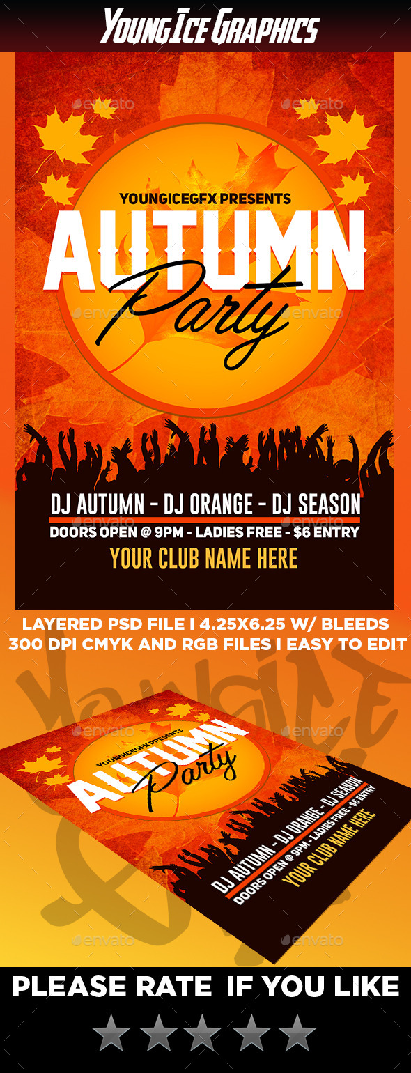 Autumn Party Flyer Template - Clubs & Parties Events