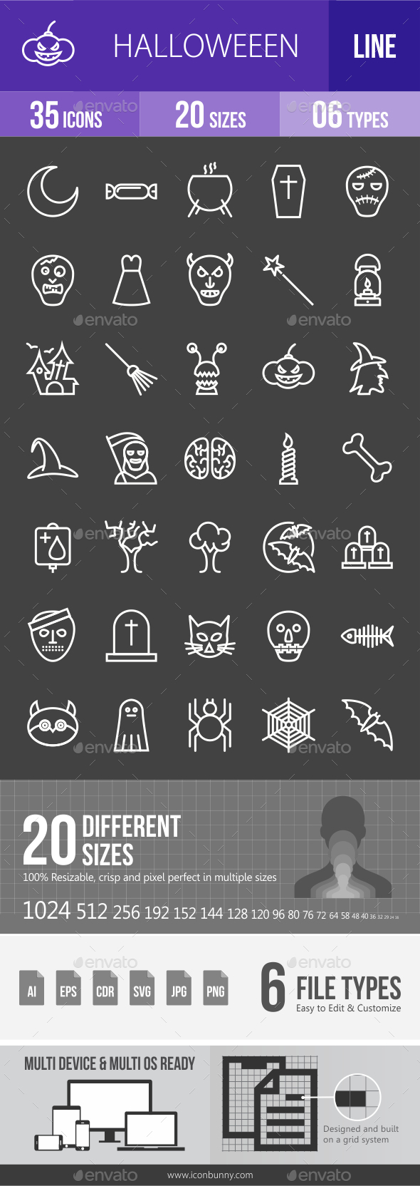 Halloween Line Inverted Icons - Icons