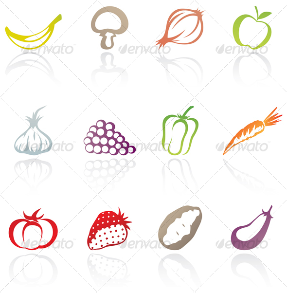 fruit and vegetable icons - Food Objects
