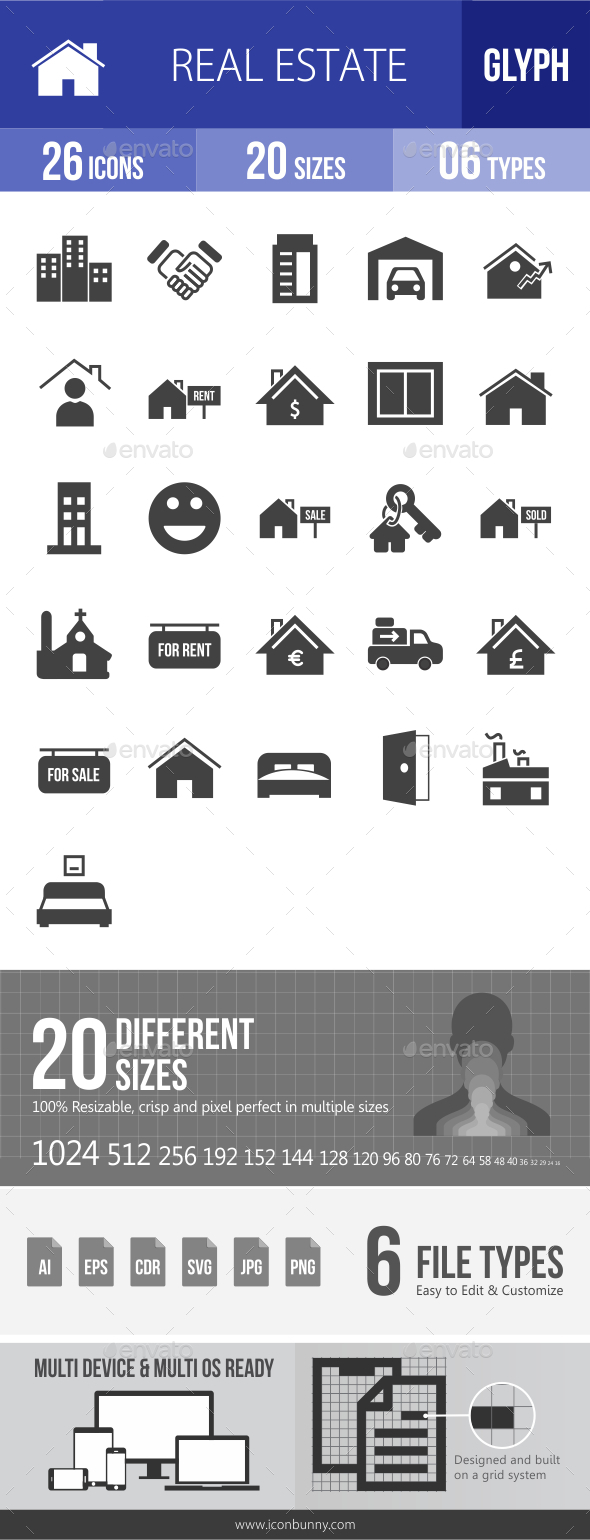 Real Estate Glyph Icons - Icons