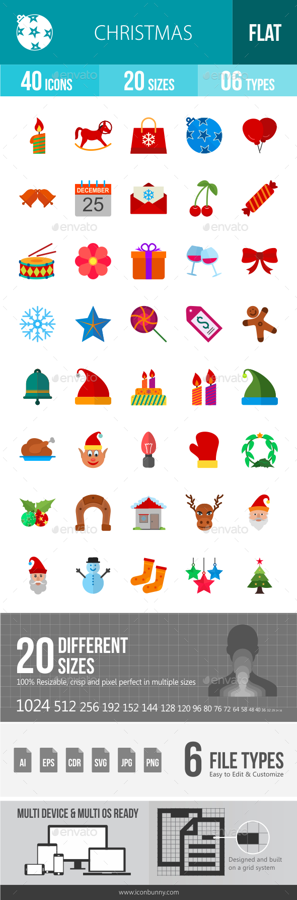 Christmas Flat Multicolor Icons - Icons
