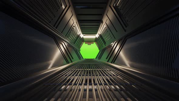 Tunnel Through the space ship with background screen