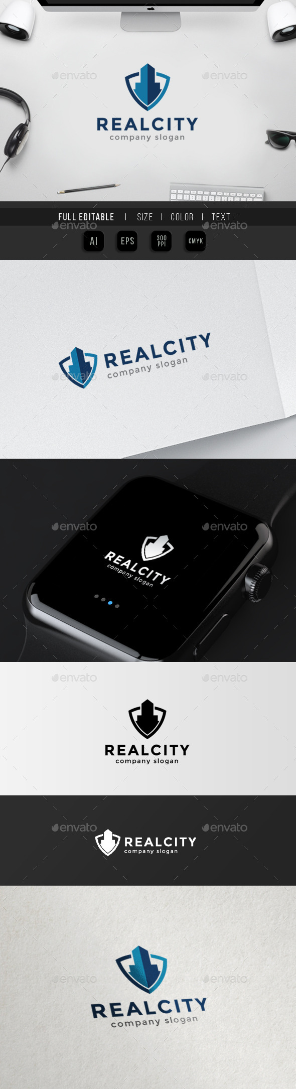 Shield Property - Real Estate Security - Buildings Logo Templates