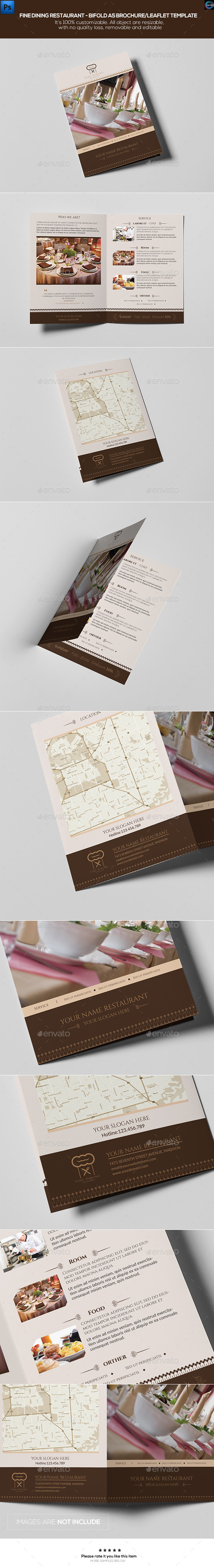 Fine Dining Restaurant-Bifold A5 Brochure Template - Informational Brochures