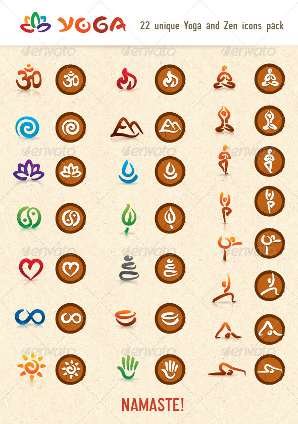 Hatha Yoga and Zen Vector Icons Pack - Health/Medicine Conceptual