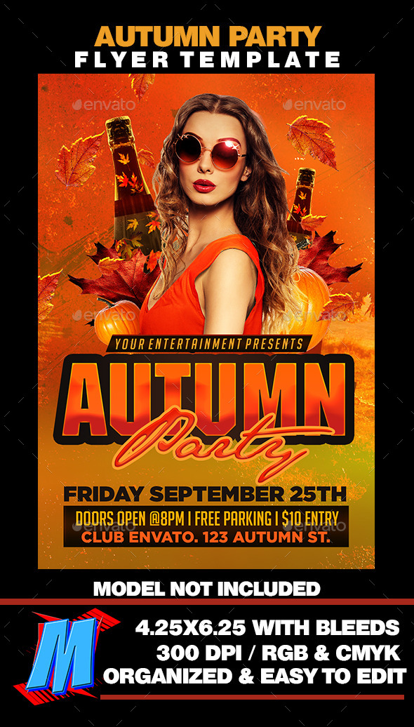 Autumn Party Flyer Template - Clubs & Parties Events