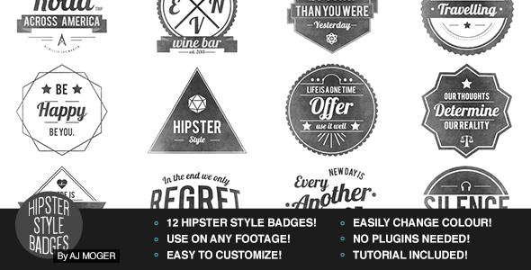 Hipster Badges Pack - VideoHive 12756849