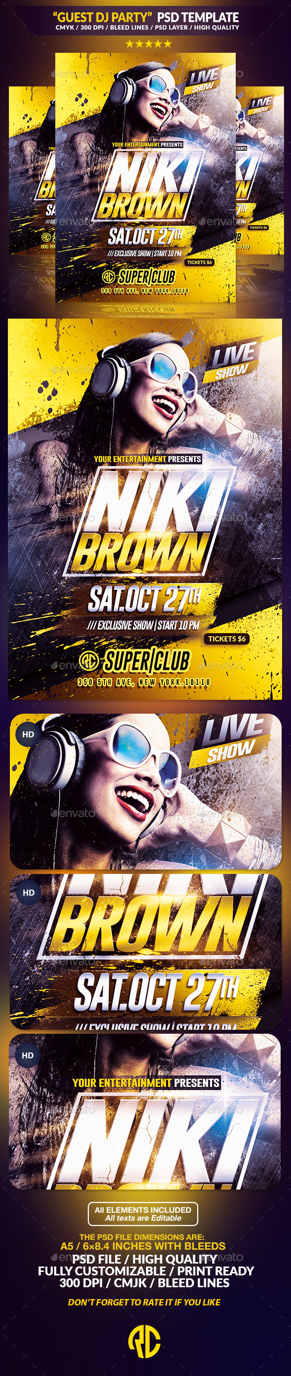 Live Dj Party | Psd Flyer Template - Clubs & Parties Events