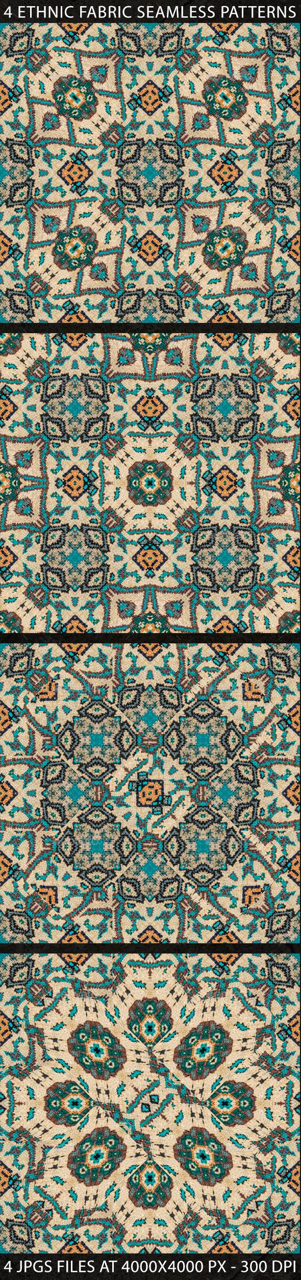 4 Ethnic Fabric Seamless Patterns - Patterns Decorative