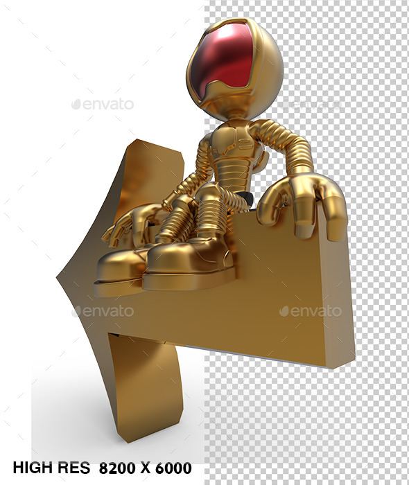 3D Astronaut Tell Left Direction Arrow - Characters 3D Renders