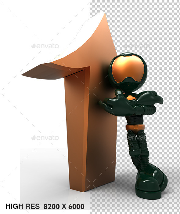 3D Astronaut Tell Up Direction Arrow - Characters 3D Renders