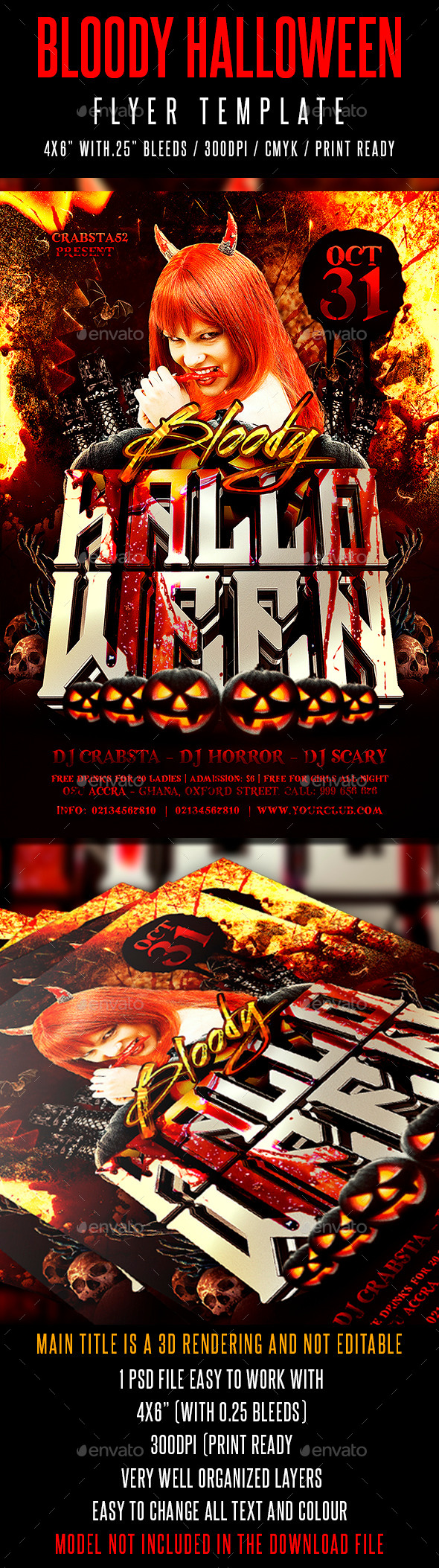 Bloody Halloween Flyer Template - Events Flyers