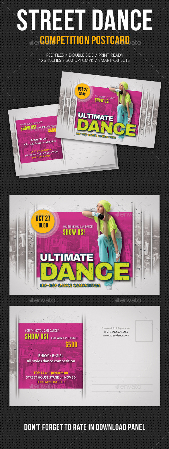 Street Dance Competition Postcard - Cards & Invites Print Templates