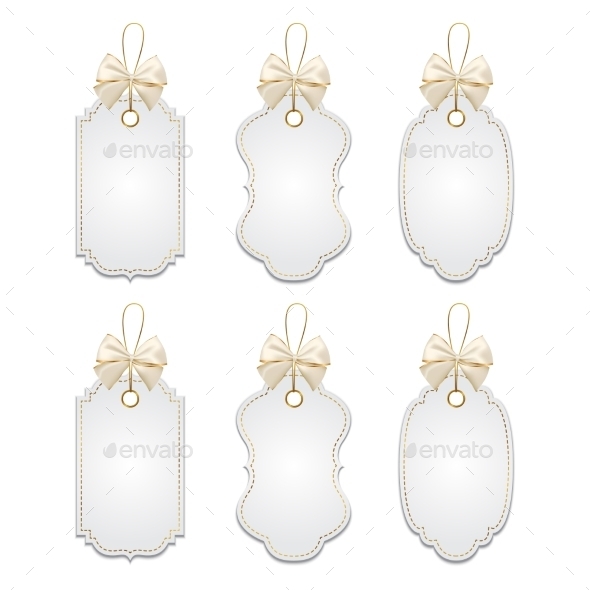 Tags with Silver and Golden Bows - Man-made Objects Objects